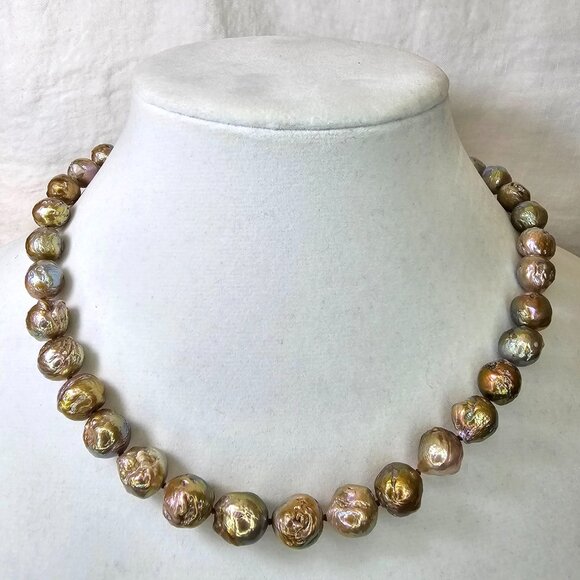 17" Pond Slime Kasumi Pearl Choker Princess Necklace by Freshwater Creations - Picture 2 of 10